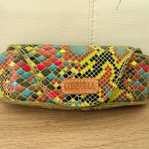 *Limited Edition* Consuela Neon Suede Sunglass Case w Laminated Snake Texture